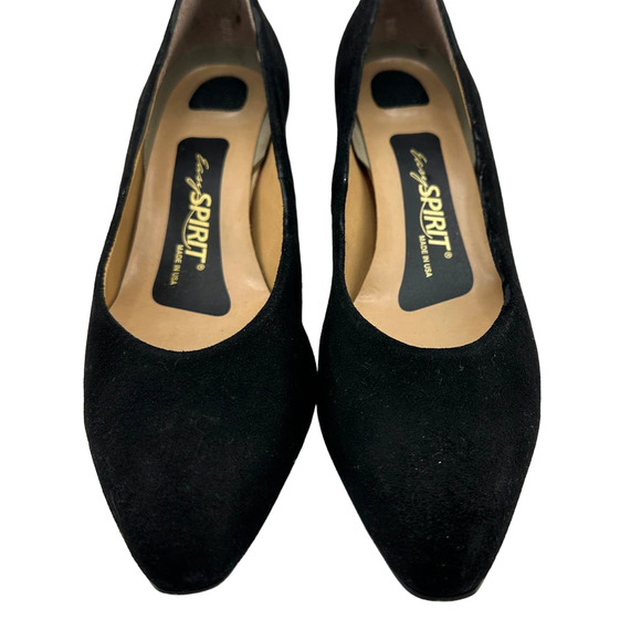 Vintage 90s Easy Spirit Black Suede Kitten Heel Pumps Pointed Size 7 - Picture 3 of 6